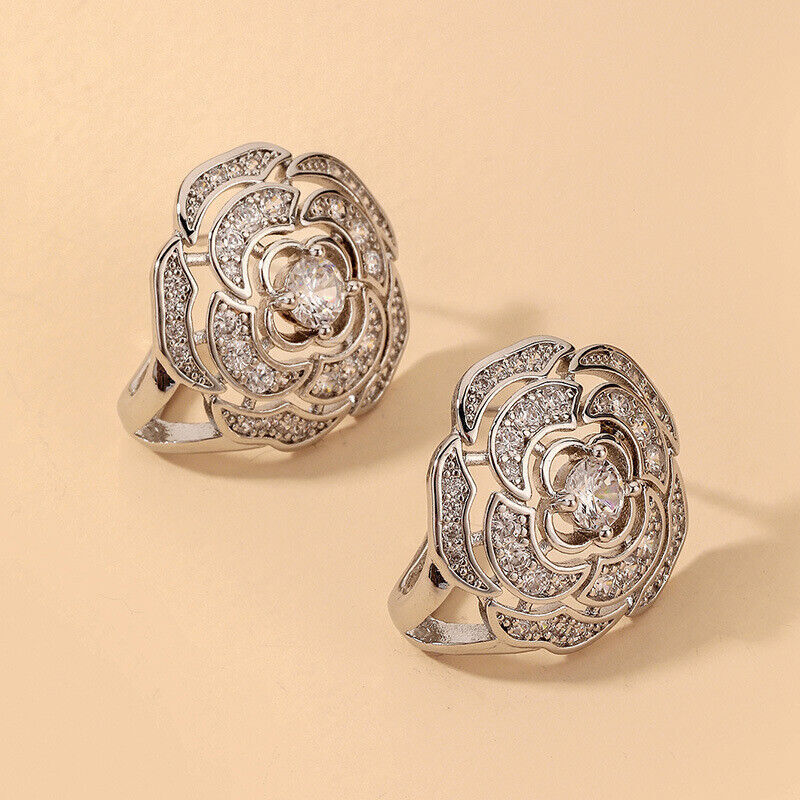 925 Sterling Silver CZ Stud Earrings Cubic Zirconia Women Pearl Jewelry Gift US