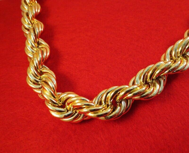 28″ HIP HOP 20MM 14KT GOLD PLATED FAT RUN DMC DOOKIE BLING ROPE CHAIN NECKLACE