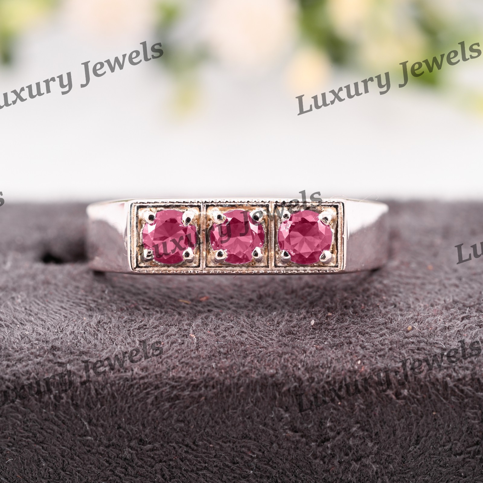 Pink Tourmaline Signet Ring for Men 925 Sterling Silver Handmade