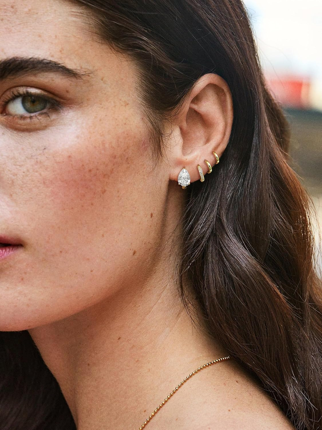 4Pairs Statement Gold Hoop Earrings for Women Trendy,Surgical Steel Gold Plated