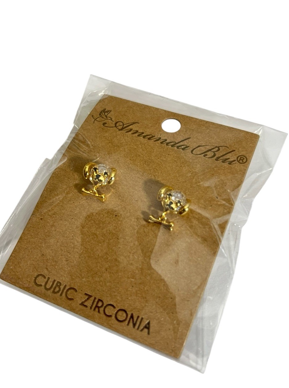 Amanda Blu Gold Tone Dog And Bone Earrings Discontinued New