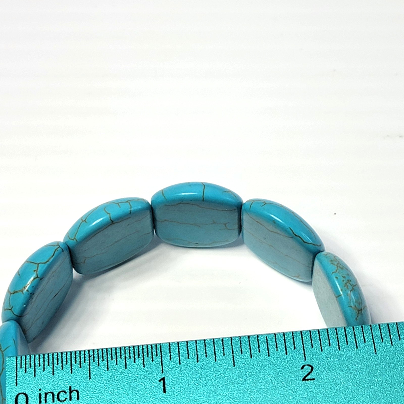 Bohemian Blue Faux Turquoise Beaded Stretch Bracelet 7 Inch Stacking Layering