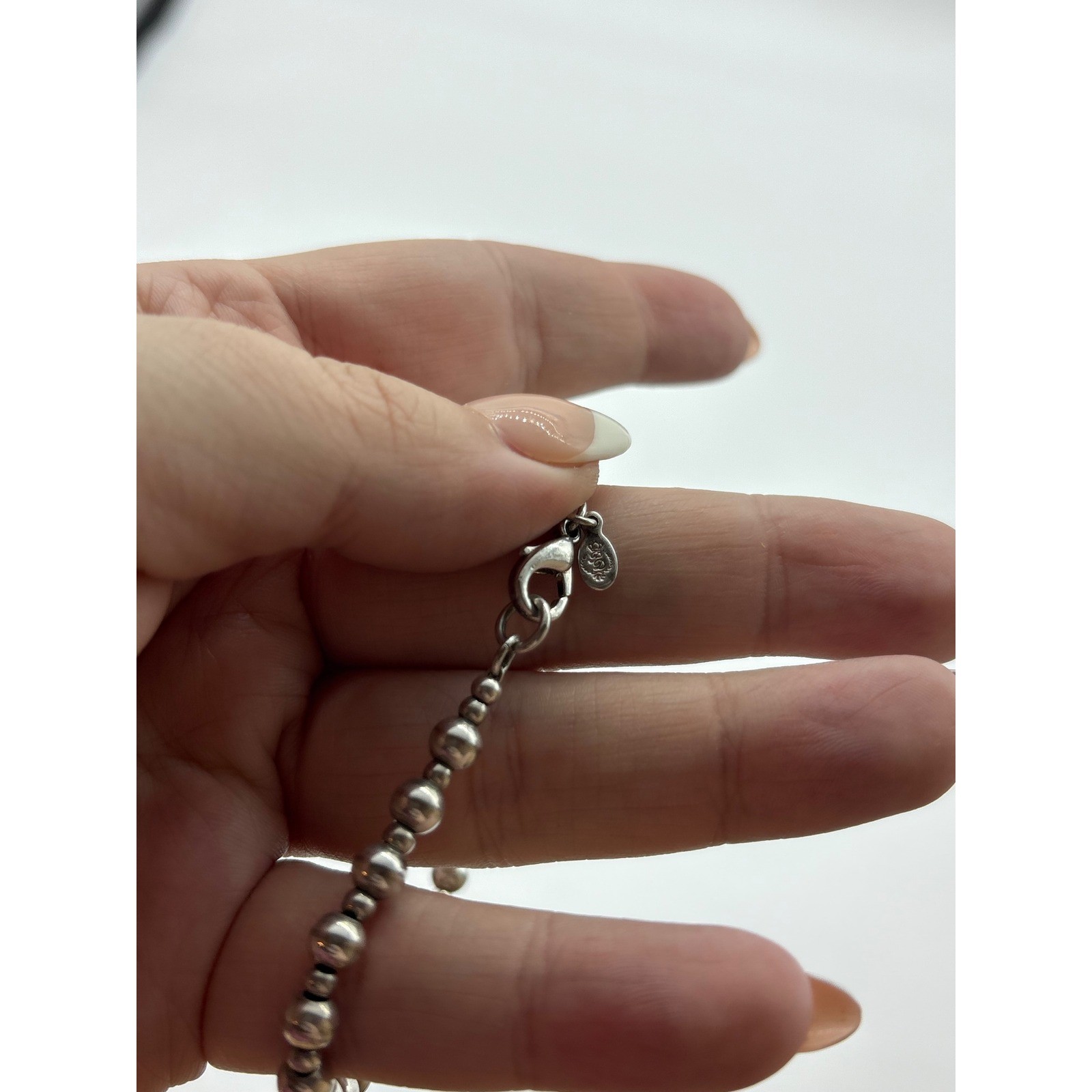 Premiere Designs Silver Tone Beaded Bracelet Polished Round Bead Strand 7 Inch