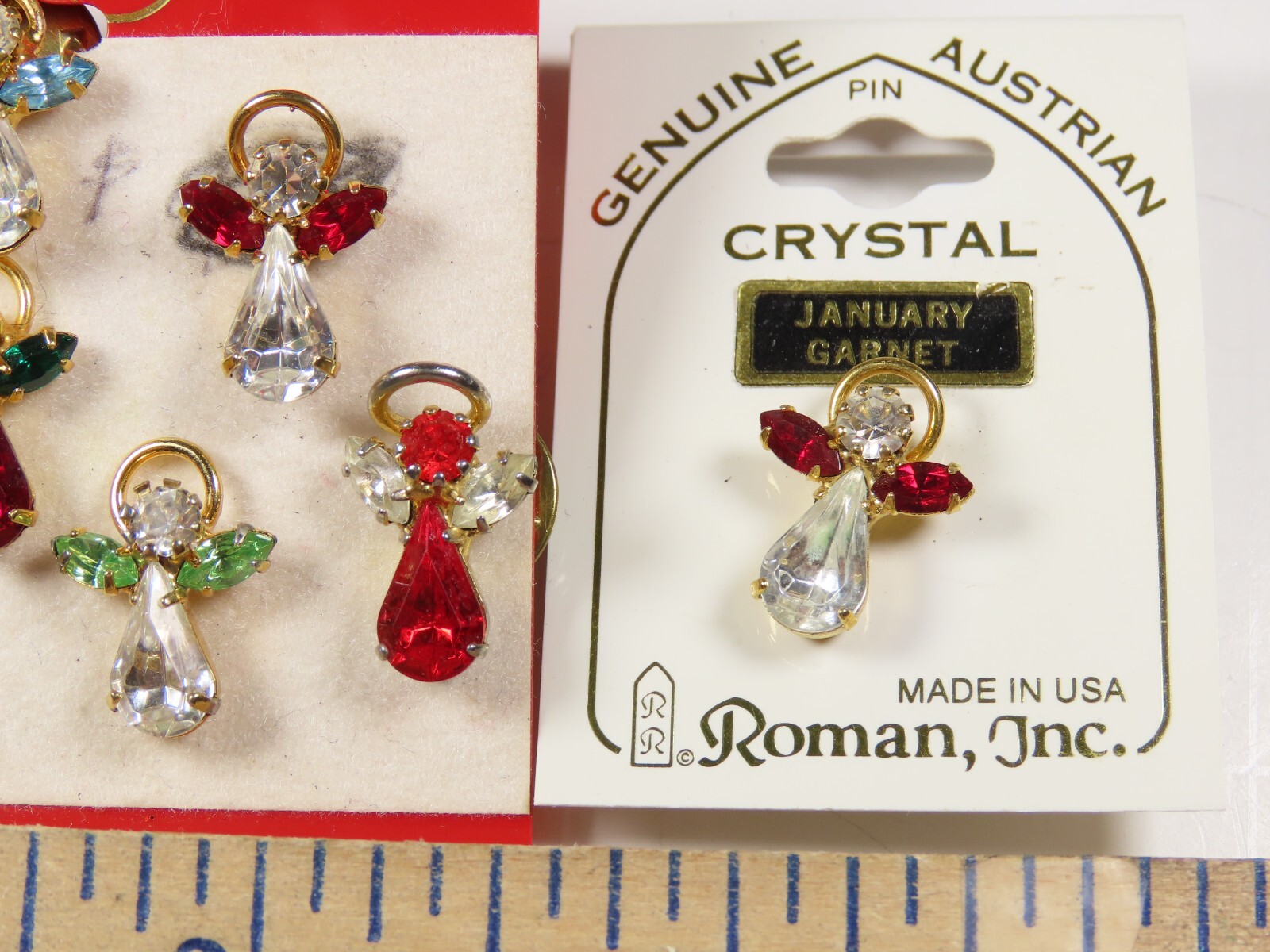Christmas Lapel Pins Genuine Austrian Crystal Roman Inc 9 Gorgeous Vintage C5415