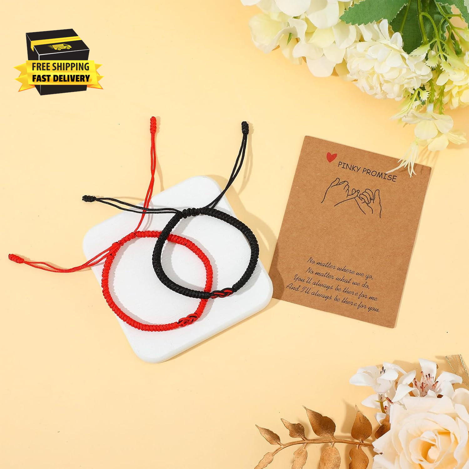 Matching Bracelets for Couples, Pinky Promise Bracelet, Red String Bracelet for