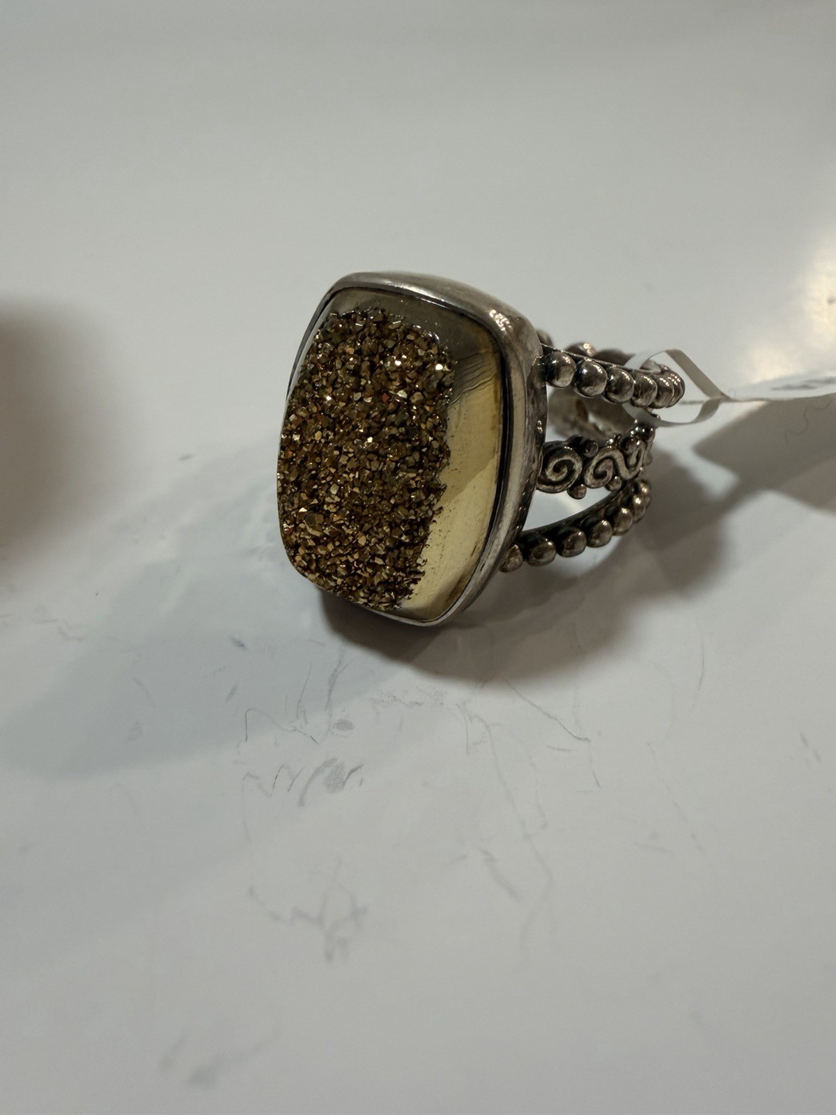 VTG Sajen 925 Sterling Silver Gold Pyrite DruzyStatement Ring Size 9.5. 13.8g