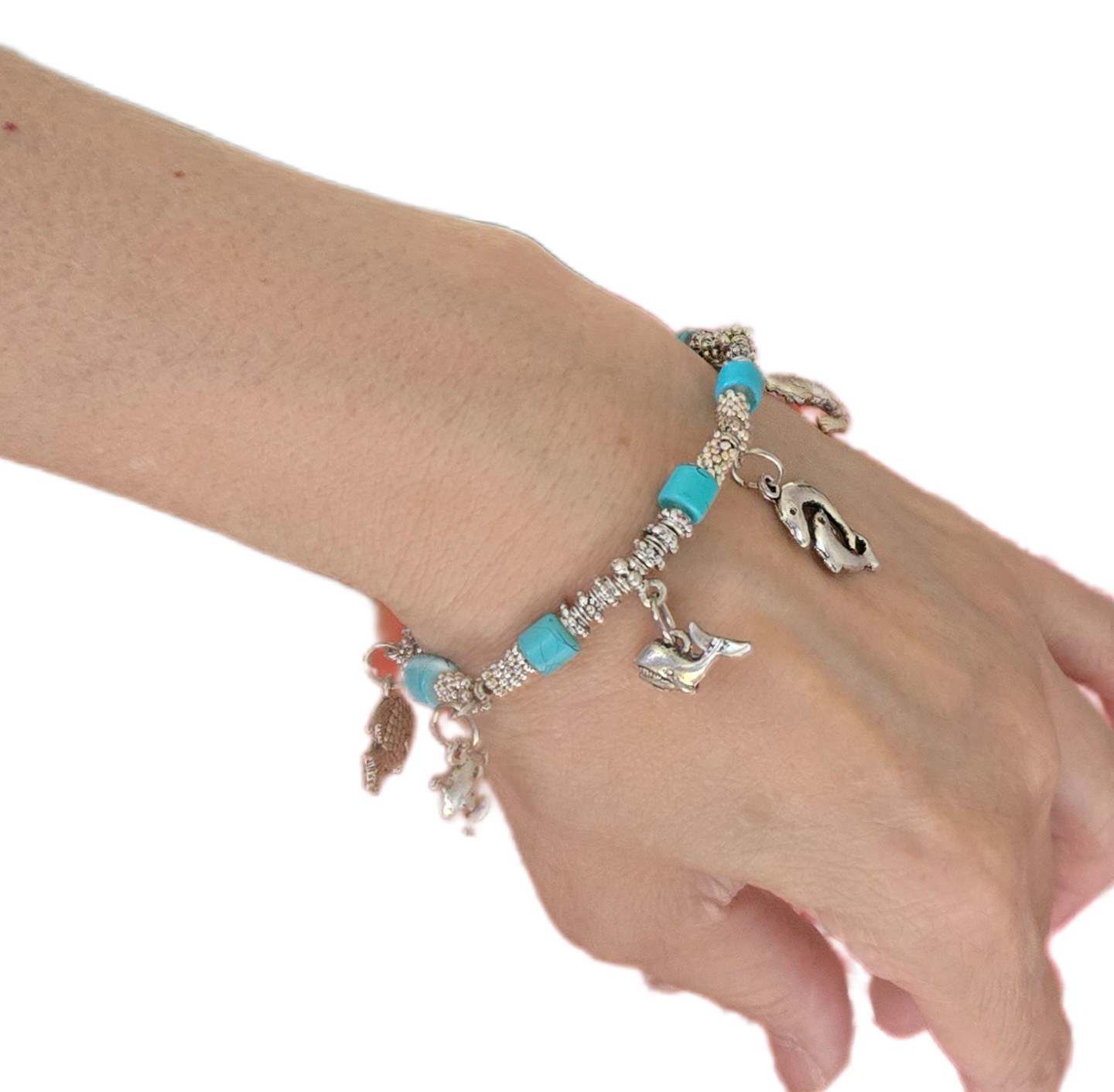 Wholesale Bracelets Lot of 12 Blue Silver tone Beaded Toggle Bracelet no stretch