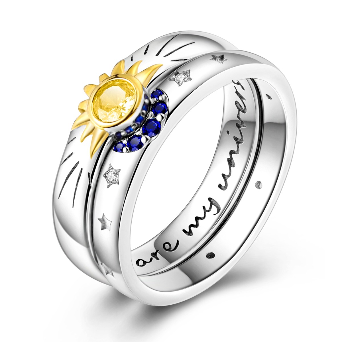 LAZA Stackable 925 Silver Ring AAA CZ Heart Cross Lucky Charm Bands for Her Gift