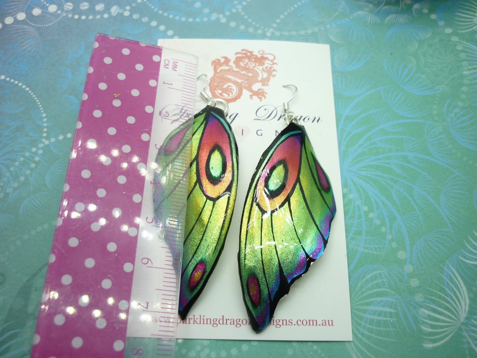 Butterfly Wing Earrings Green Yellow – Fairy Jewellery, Fun Gift for her Fairy