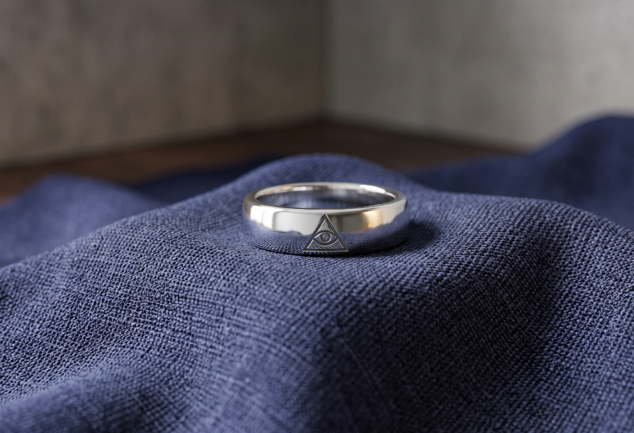925 Silver All Seeing Eye Ring Gothic Masonic Illuminati Triangle Band