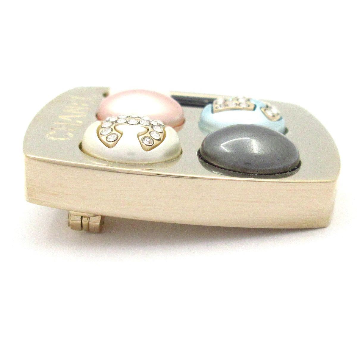 CHANEL Gold Clear Multi Hardware Rhinestones Brooch