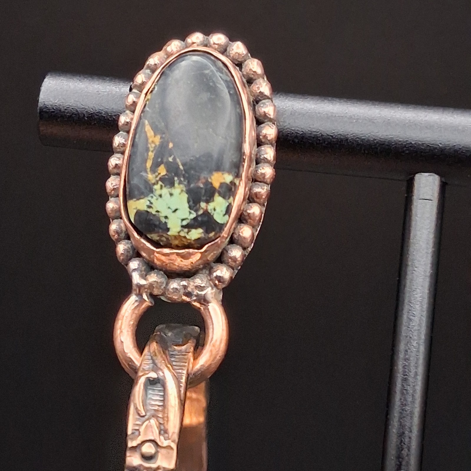 Black Jack Turquoise Copper Hoop Earrings Dangle Southwestern Native Style