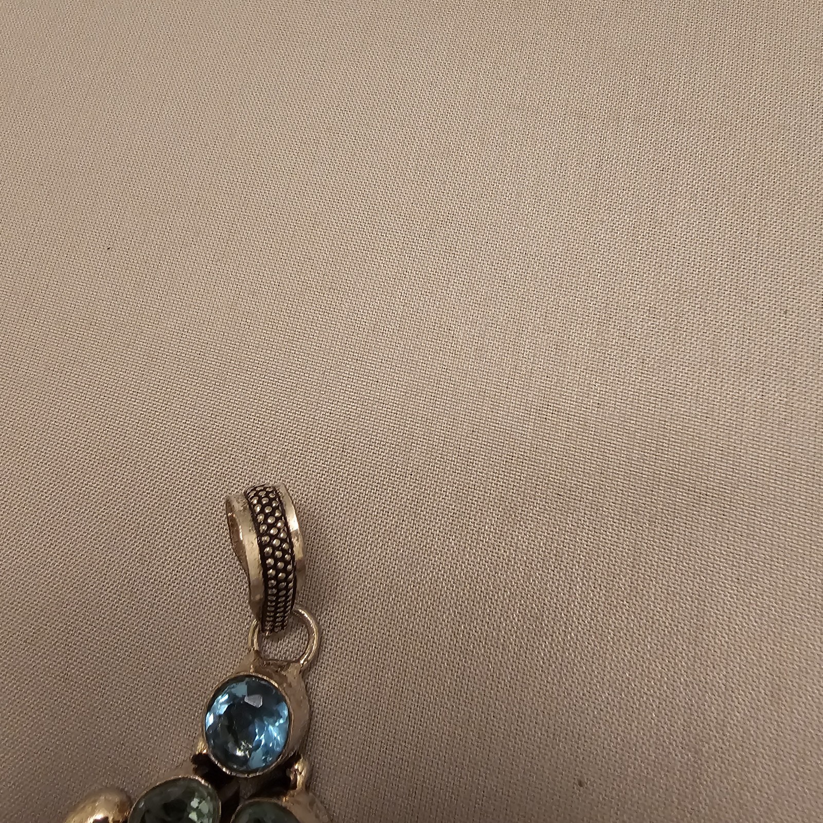Green Stone Unknown Gemstones in 925 Sterling Silver Pendant About 3 Inches