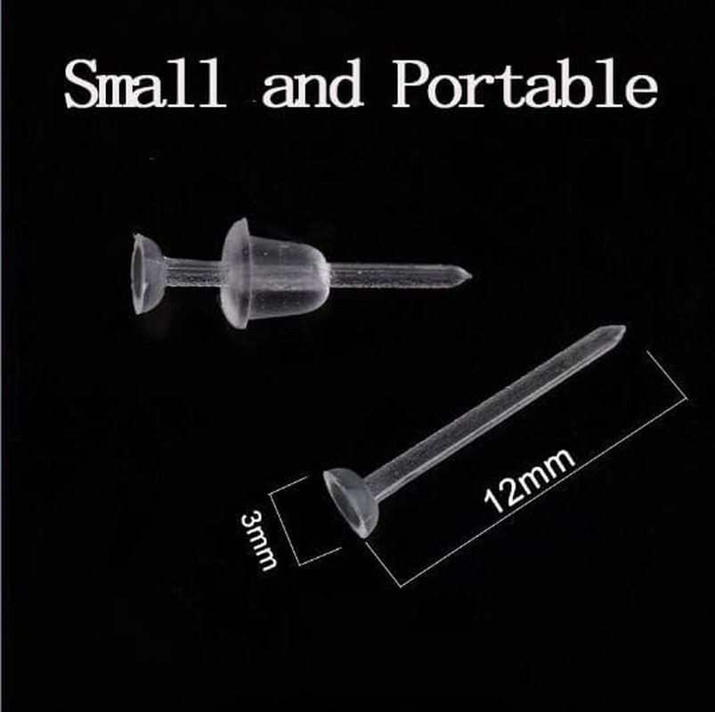 Clear Earrings for Sports/Work,3mm Plastic Earrings for Sensitive Ears,Invisible
