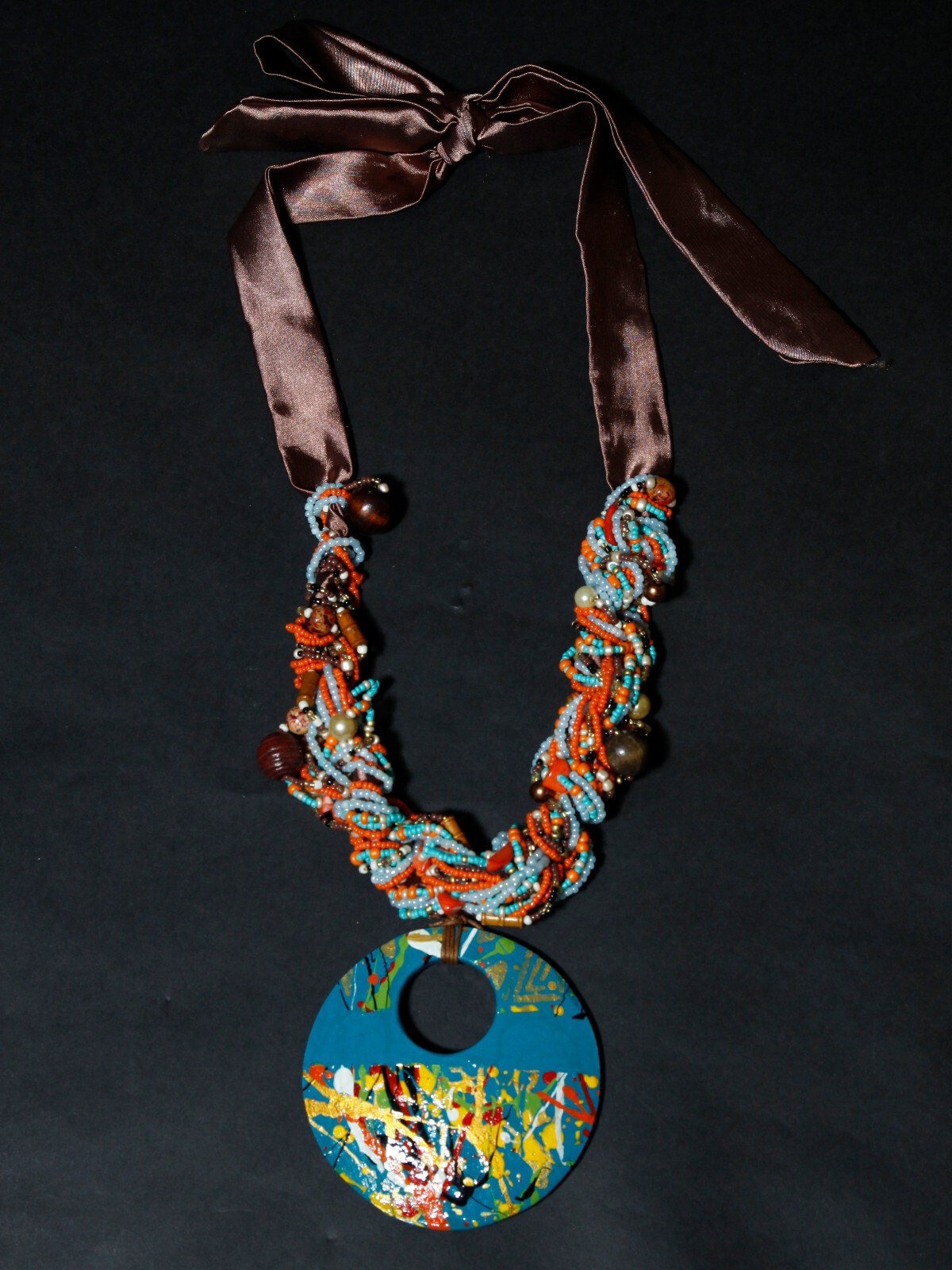 Reproduction Pre-Colombian Jewelry: Wood Satin Necklace (1249-30-G02) 10URM1