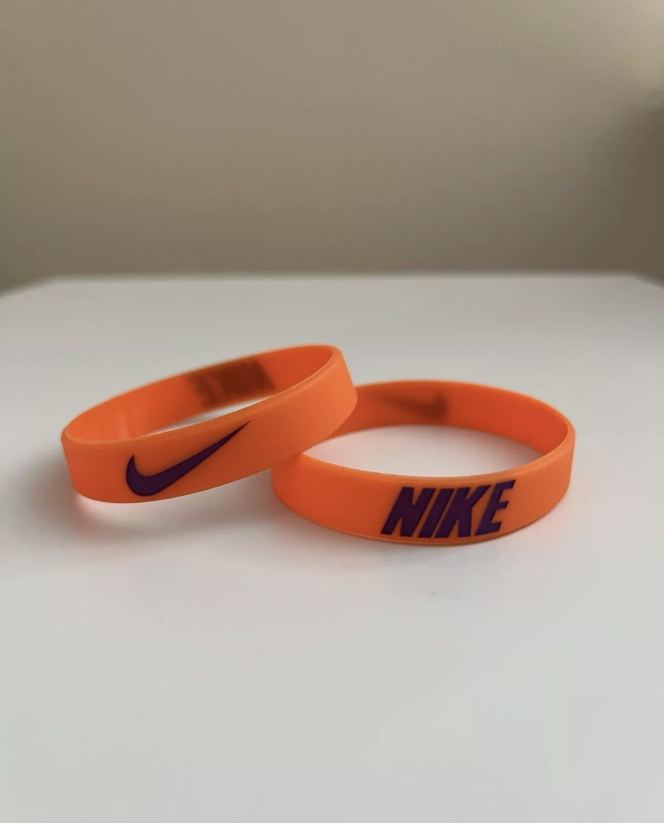 One Nike Silicone Wristband Bracelet / Orange With Purple