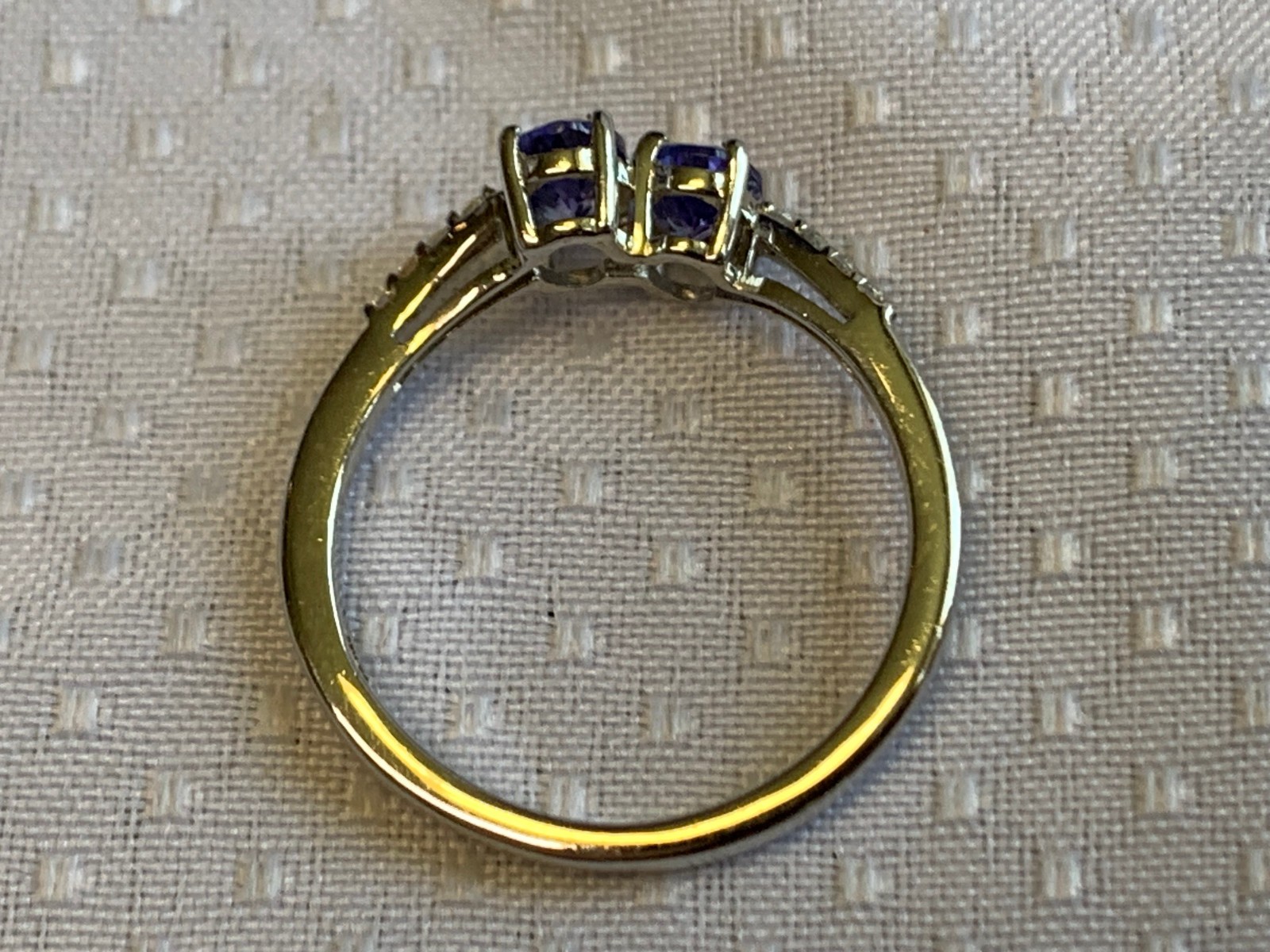 Sterling Silver Ring 2.18g Fine Jewelry Size 8 Band Tanzanite Look Stones *READ*