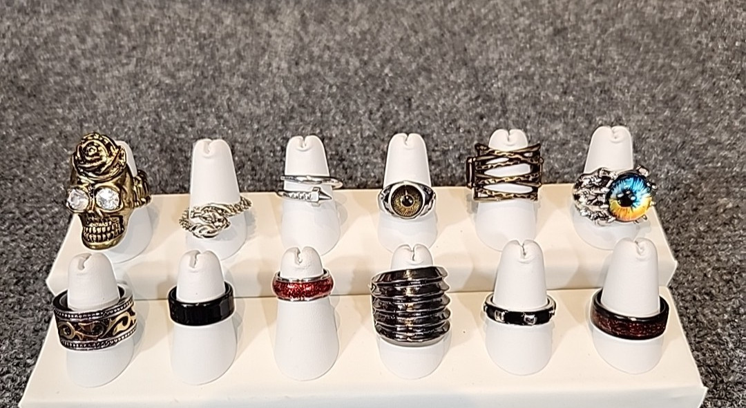 Jewelry 12 Rings Gothic Theme Adjusts Sized Stretch Lot #188 See Description