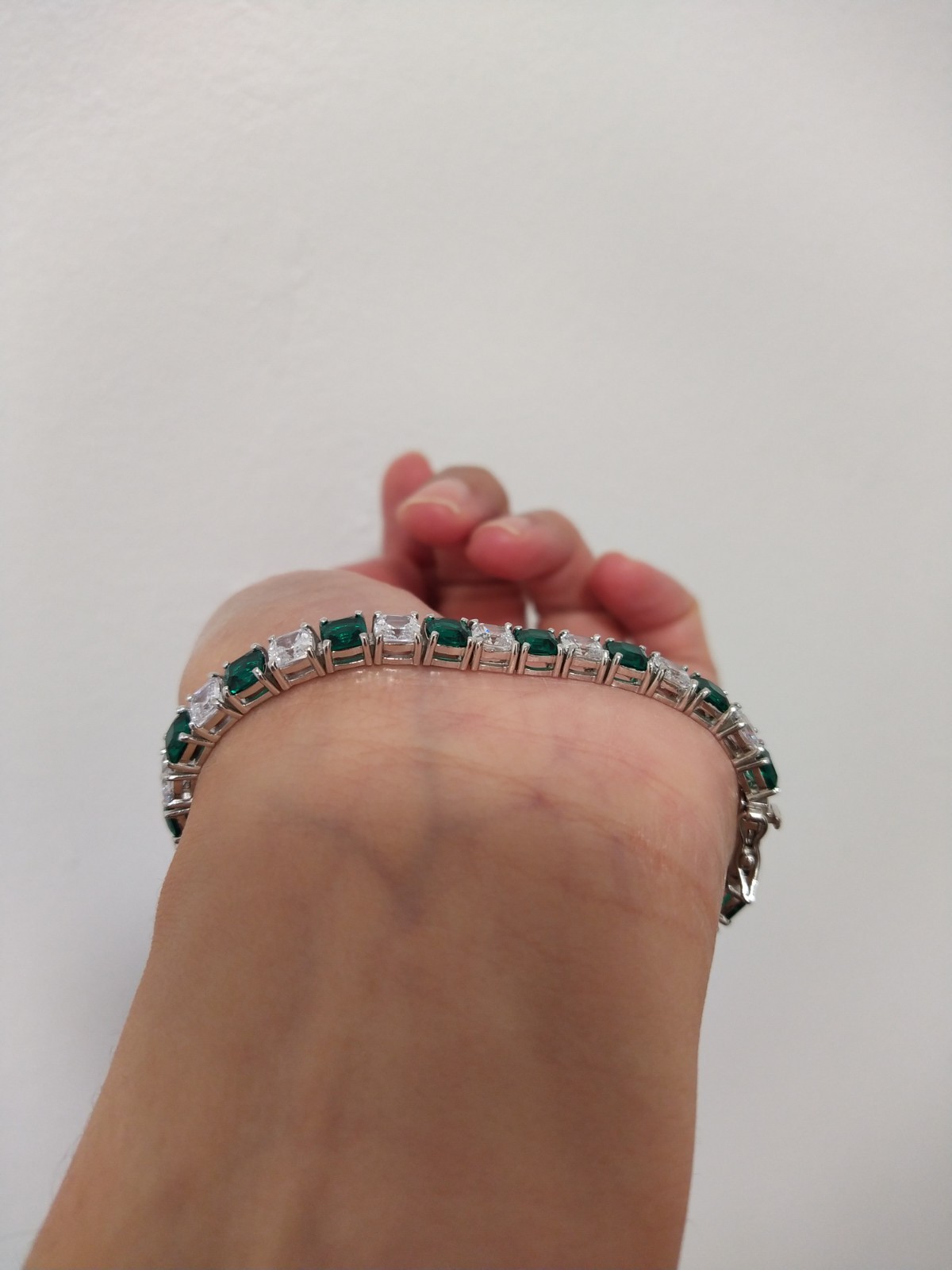 Diamonique Asscher Cut White Emerald Tennis Bracelet Sterling Silver 925 8″ New