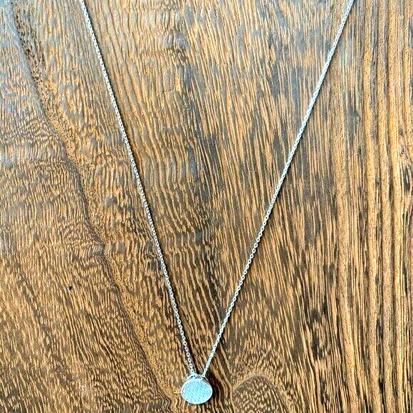 nOir Silver Necklace with Round Pavé Crystal Charm 16″ NEW with Tags SHIPS FREE