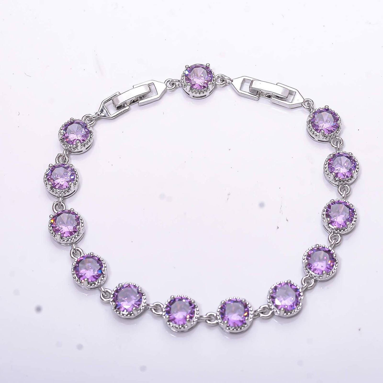 Purple Amethyst 925 Sterling Silver Tennis Bracelet 7.99″, Christmas Gift B69912
