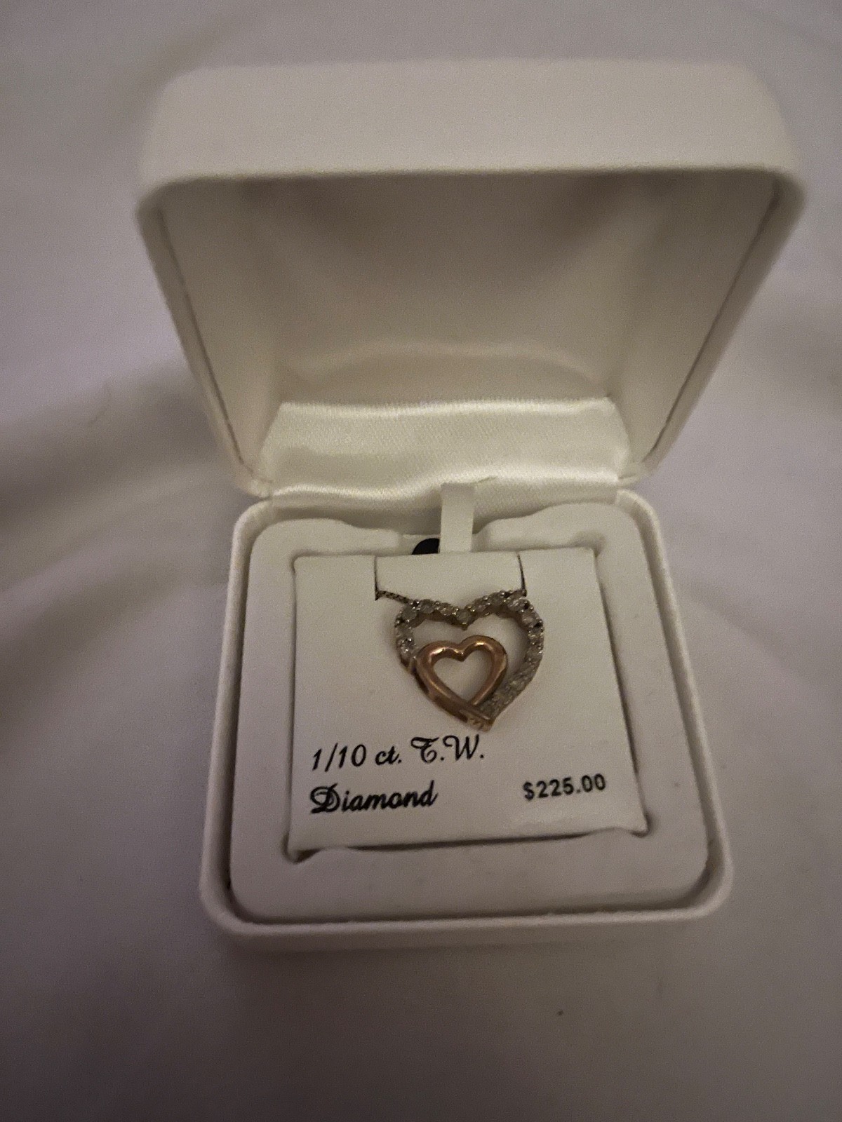 jewelry necklace, heart shaped pendent with 1/10 ct diamond, sterling silver