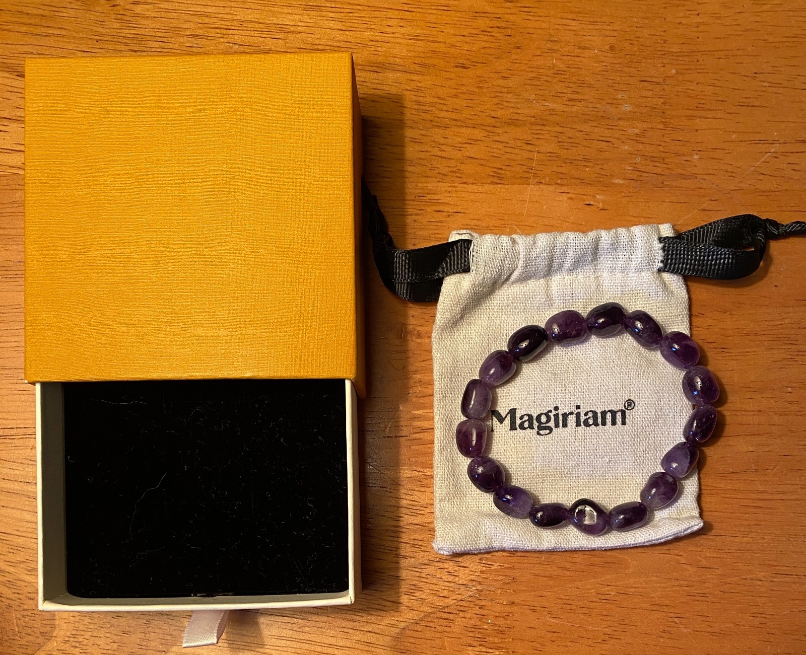 Natural Amethyst Stretch Bracelet in asymmetrical, dark, rich purples, fits most