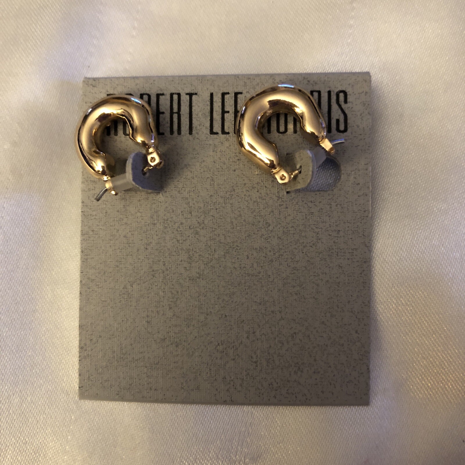 Robert Lee Morris Polished Gold Tone Chunky C-Shaped Small Hoop Earrings NWT