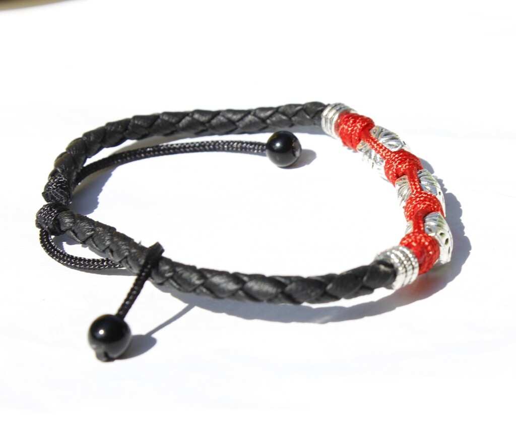 Women/ Men Genuine Leather Cubic Evil Eye Red Rope Anklet Bracelet One Size