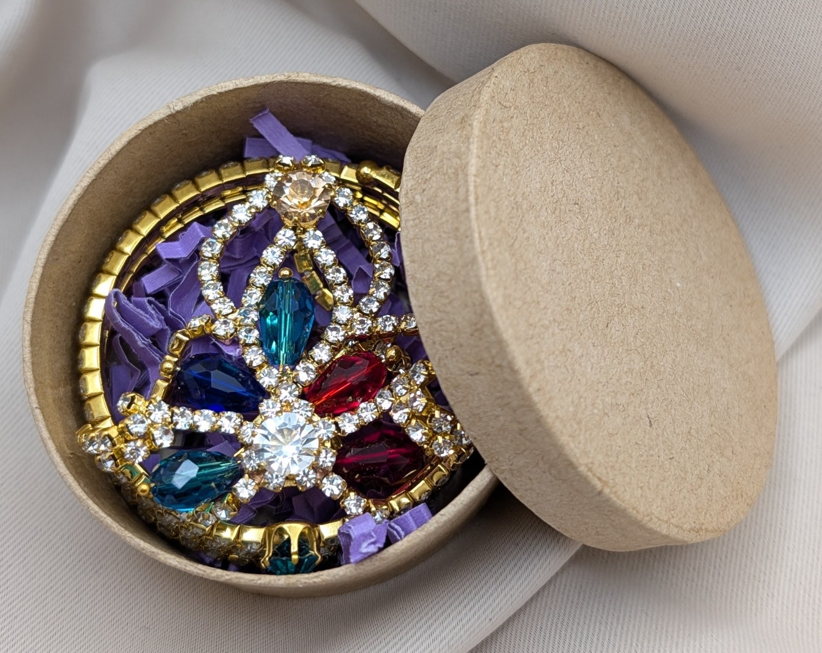 Vintage MULTI-COLOR FLORAL RHINESTONES Indian HAND CHAIN BRACELET & RING/SLAVE