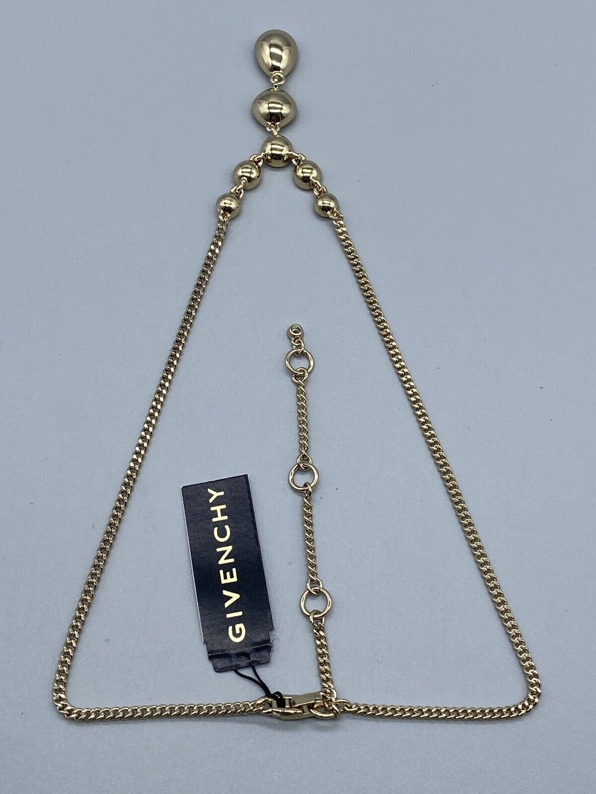 GIVENCHY Gold Tone Yellow Green Brown Multicolor Crystal Lariat Y-Drop Necklace