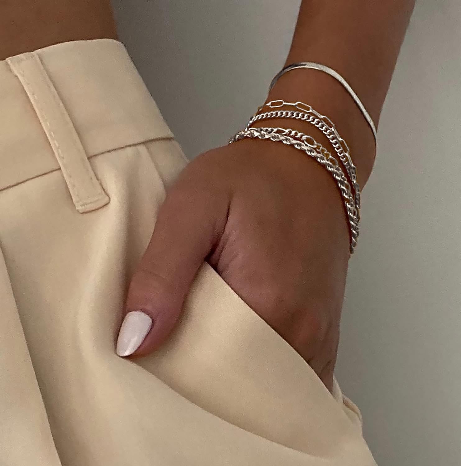 Gold Plated Women’s Bracelets Set, 5 Pcs, Adjustable, Pearl Jewelry