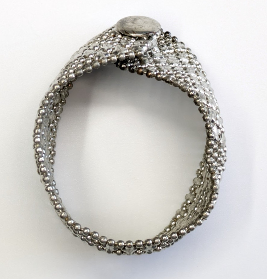 Liquid Metal Silver Tone Snap Closure 1 1/8″ Wide Statement Bracelet 7″ Long