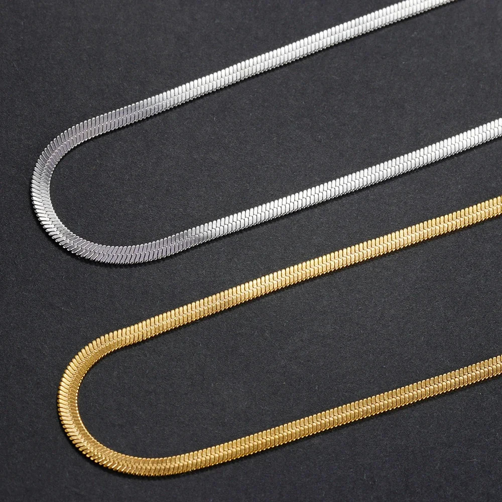 Women Men 925 Sterling Silver Gold Snake Chain Necklace Chains
