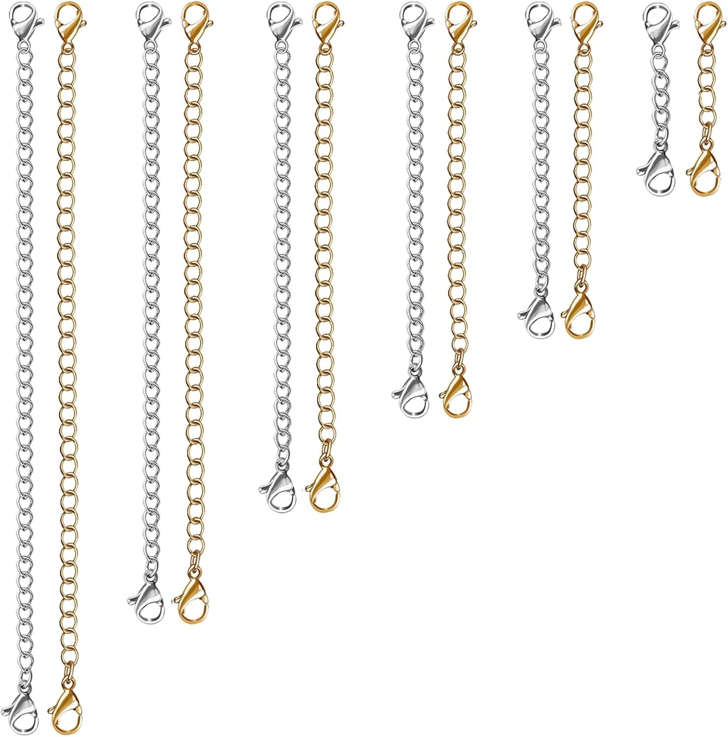 UUBAAR 12 PCS Necklace Extenders – Stainless Steel Necklace Extension Chain for