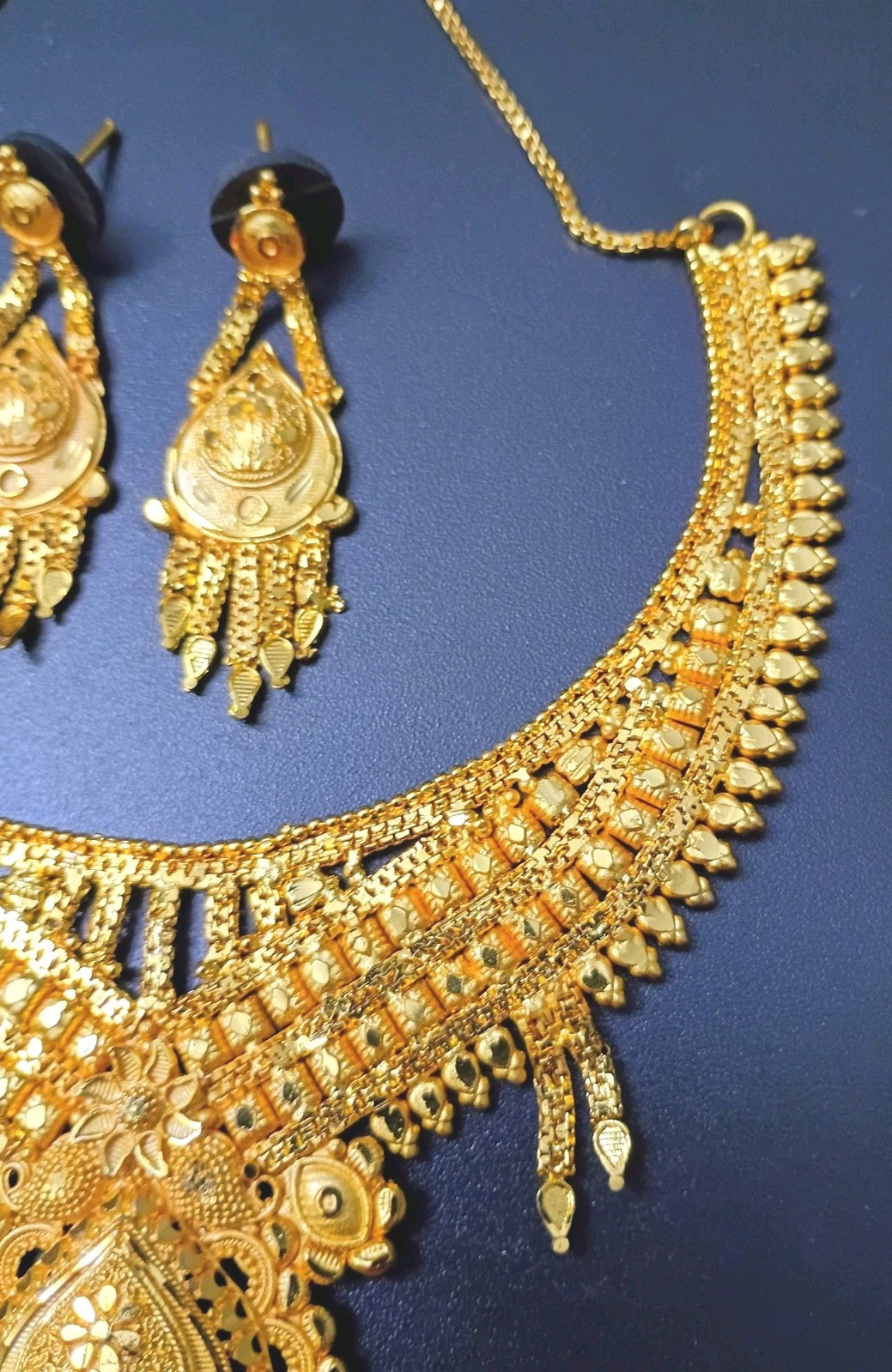 (2 Set) 22K Yellow Gold Plated Bollywood India Necklace & Earring Bells Jewelry