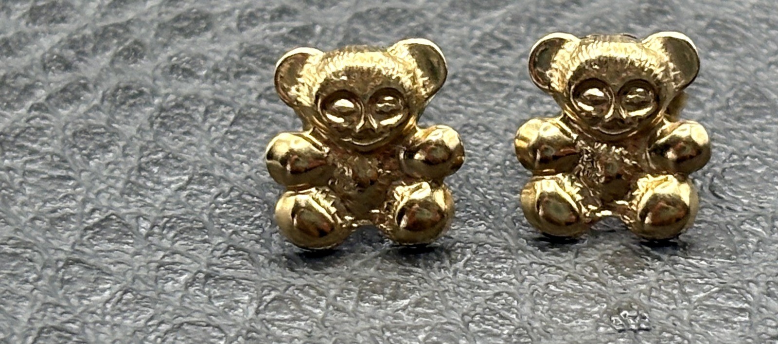 Vintage Gold Filled Teddy Bear Stud Earrings Butterfly Closure Cute