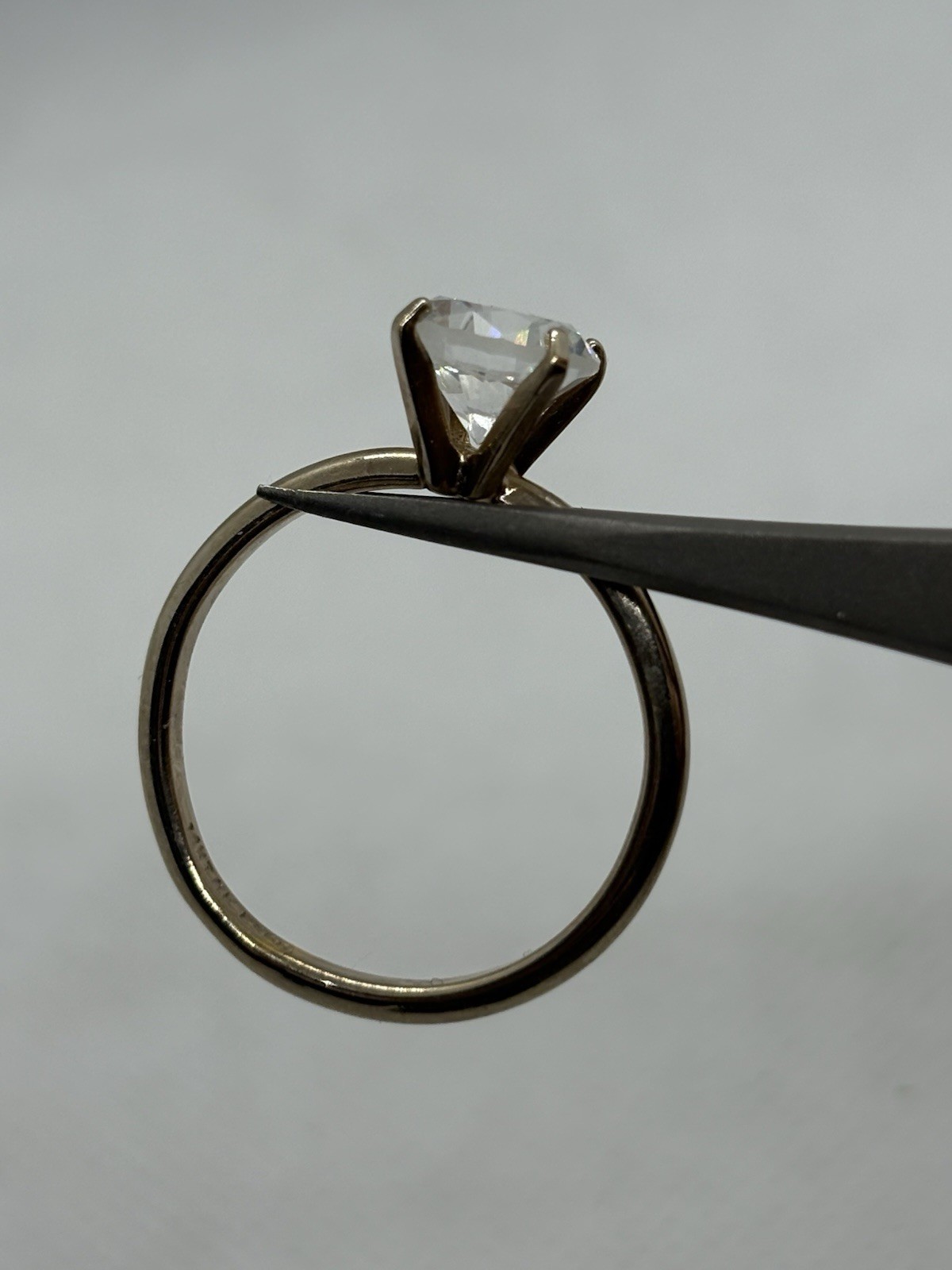 Vintage ESPO Simulated Diamond Ring 14K Gold Electro Plated Solitaire Size 10