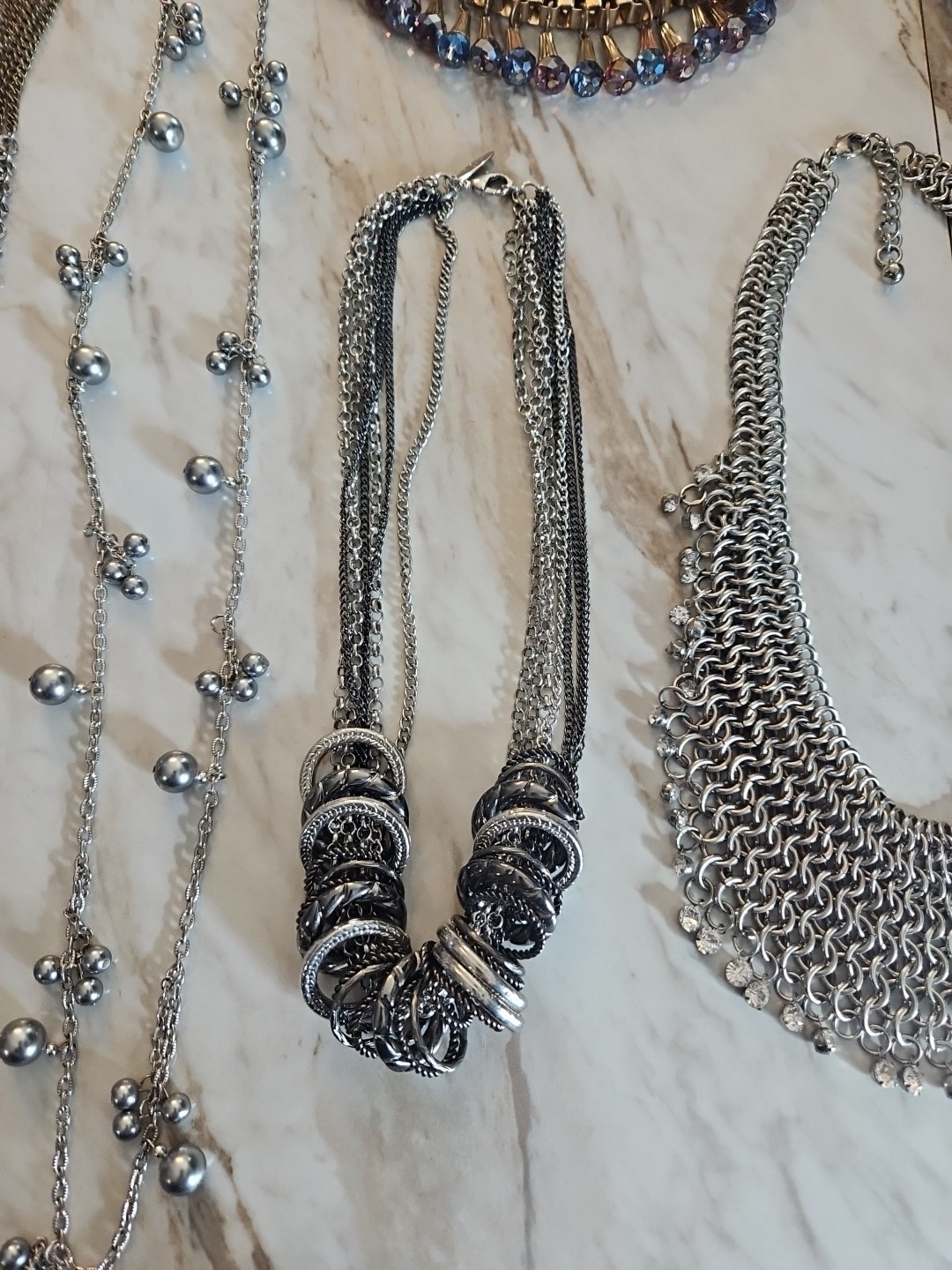 18pc Costume Necklace Lot Faux Pearls Beaded Chunky Statement Resale Branded