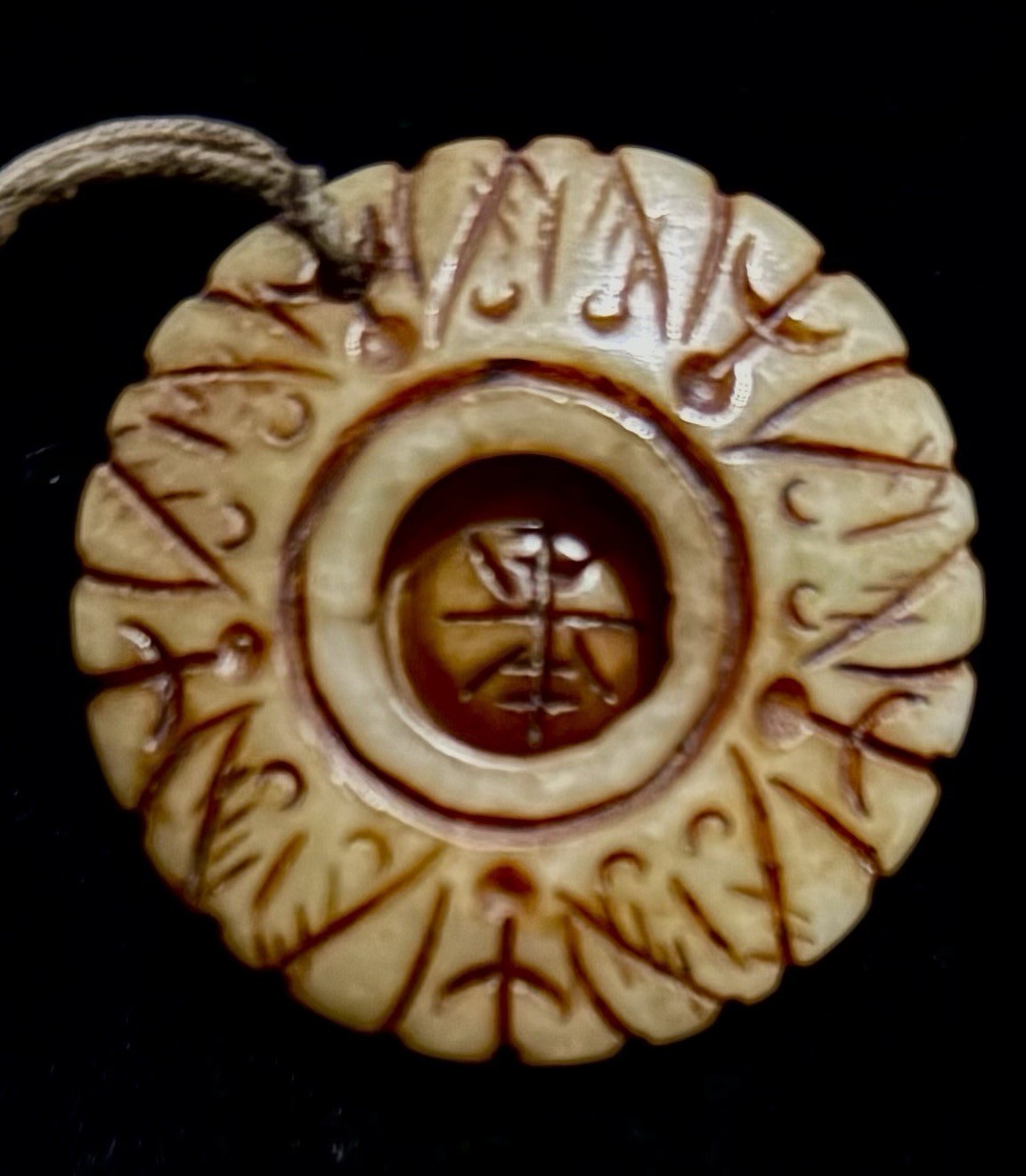 Hand-Carved Solar Sun Talisman Necklace