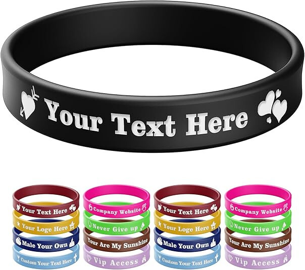 1-20PCS Custom Silicone Wristbands -Personalize Rubber Bracelets Events Gifts