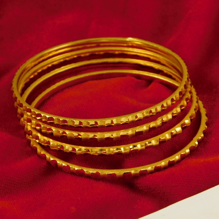22K Gold Plated Bangle for Women 4 PCs Bracelet Women Ethnic Fashion Jewelry