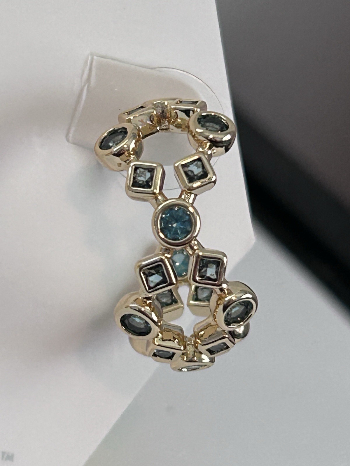 DETAILED DRAMA Paraiba Tourmaline Earrings on GOLD Plating Bomb Party NEW!