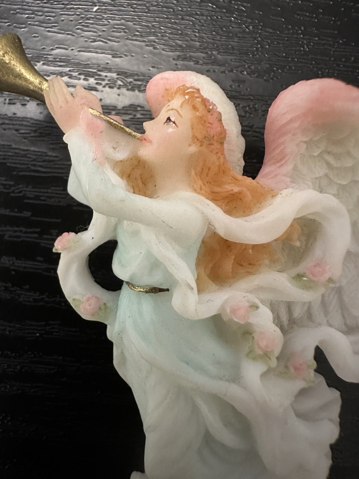 Roman Inc Angel Brooch Pin 2000 Christmas Trumpet Holiday Pastel Resin