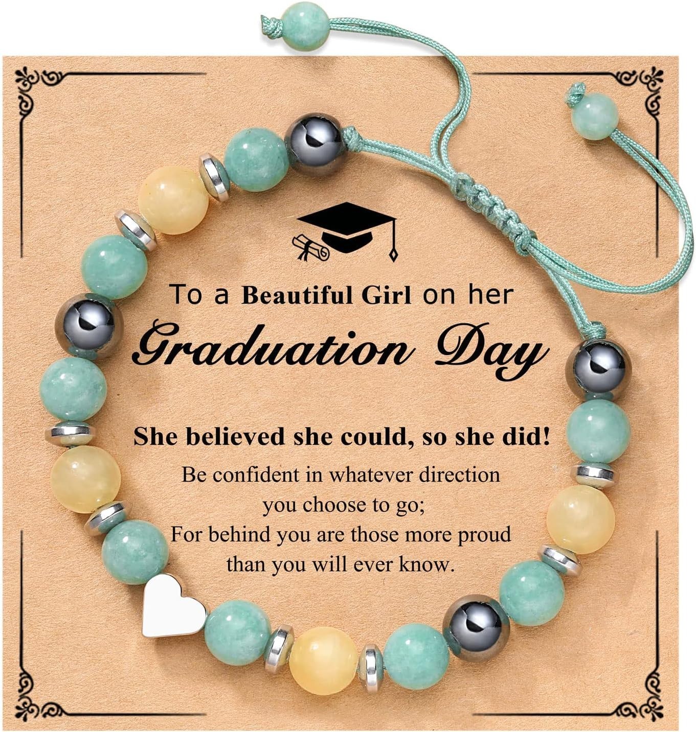 Thoughtful Green Heart Bracelet for Girls – Graduation and Love Reminders