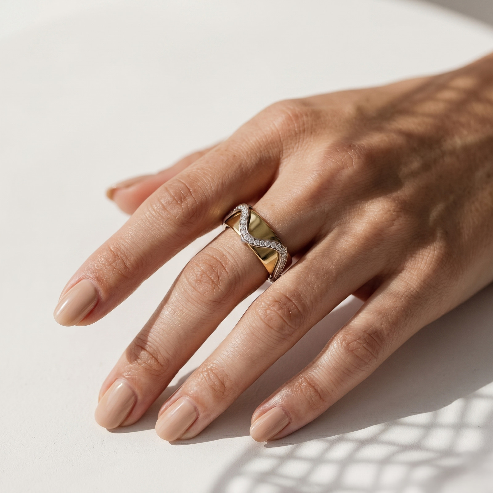 Wavy Moissanite Ring Cover, Oura Ring Jacket, Curved Stackable Enhancer Band