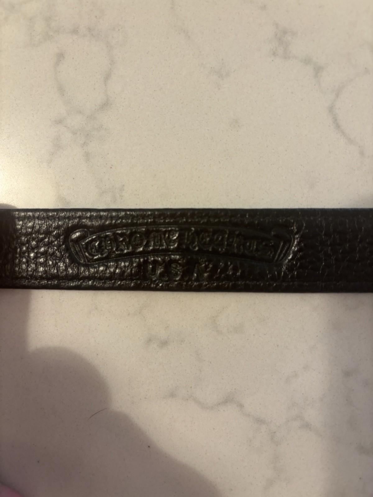 Chrome Hearts Black Leather Cuff Bracelet 925 Sterling Silver Snap Signed