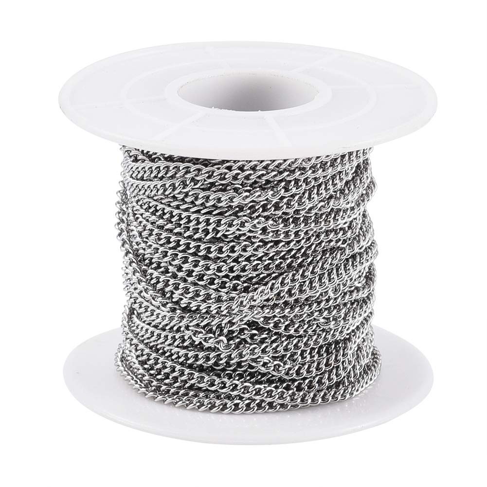 Pandahall 32.8 Feet 304 Stainless Steel Curb Chains 2.7x2x0.5mm Metal Link Ch…