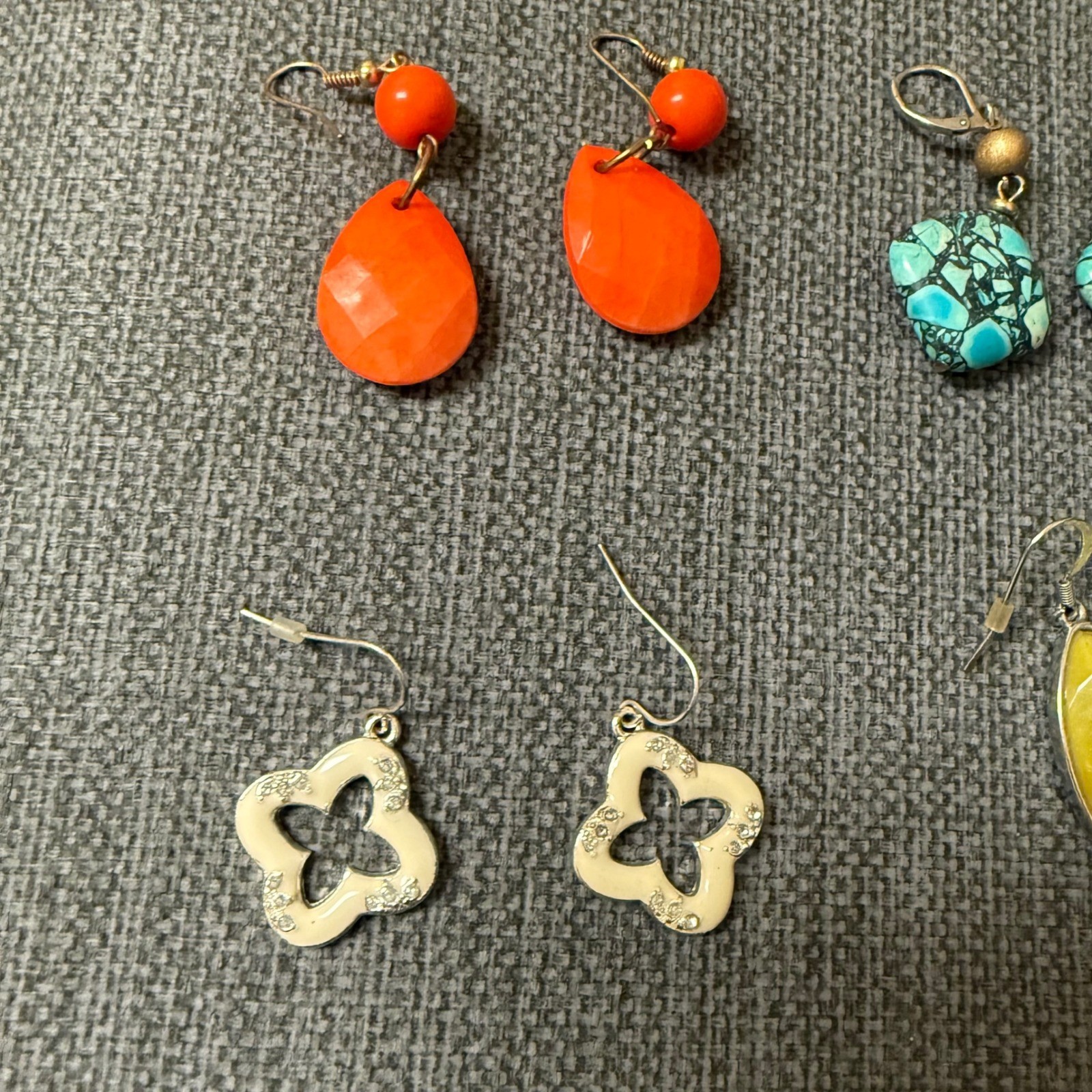 8 Pair Mixed Fashion Earring Lot Boho Turquoise Heart Orange Yellow Geometric