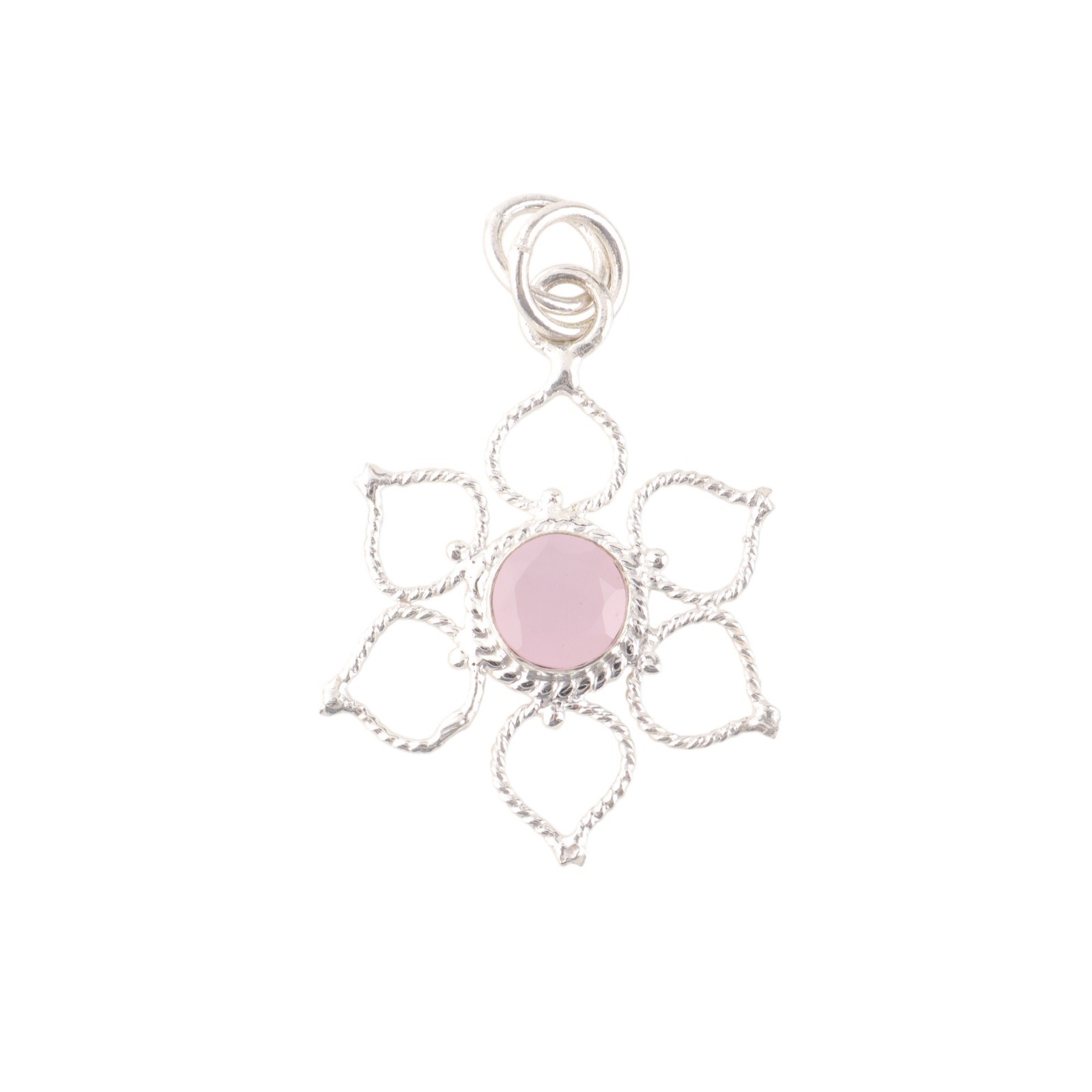 Rose Chalcedony Gemstone 925 Sterling Silver Pretty Pendant Gift For Anniversary